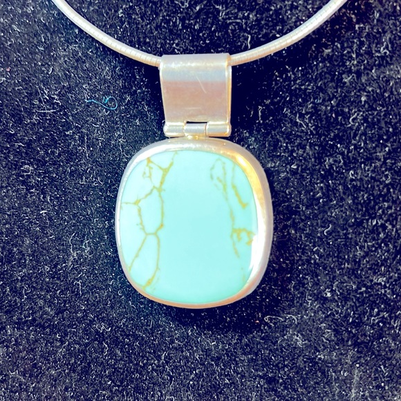 Large Turquoise & Sterling Silver Pendant - Picture 8 of 9